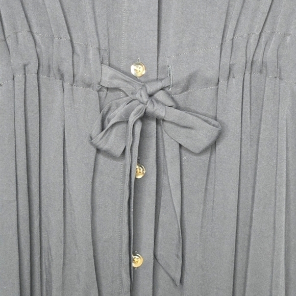 WHO WHAT WEAR Womens Black Button Up Collar Tie Belt Shirt Dress Size XS - Picture 6 of 13
